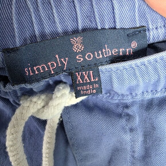 Womens Simply Southern Blue Shorts Drawstring Elastic Waist Cotton 3" Inseam XXL - Picture 3 of 10